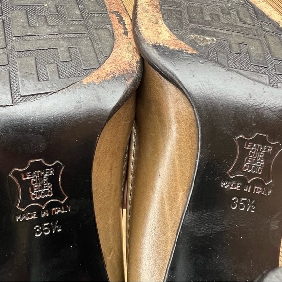 Fendi pumps cylinder heel women’s leather shoes ,color moss, 35.5 made in Italy - Picture 12 of 14